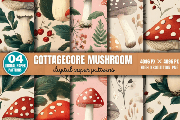 Download Cottagecore Mushroom Pattern - Mushroom Collection