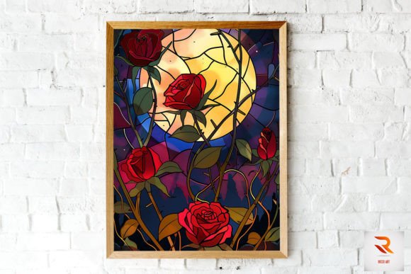 Download Stained Glass Rose and Moon Wall Art - Moon wall art Collection