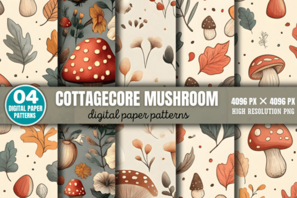 Download Cottagecore Mushroom Pattern - Mushroom Collection