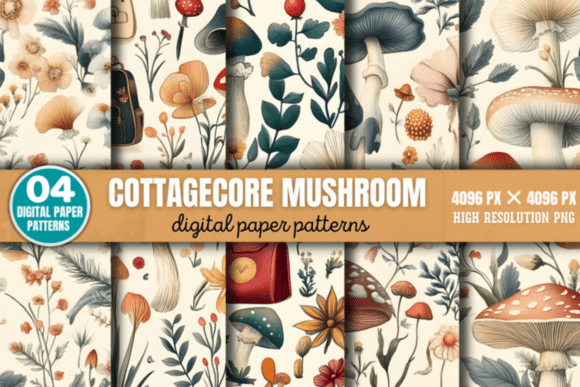 Download Cottagecore Mushroom Pattern - Mushroom Collection