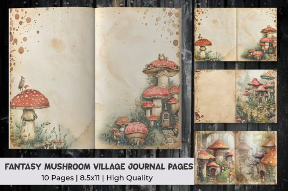 Download Fantasy Mushroom Village Journal Pages - Mushroom Collection