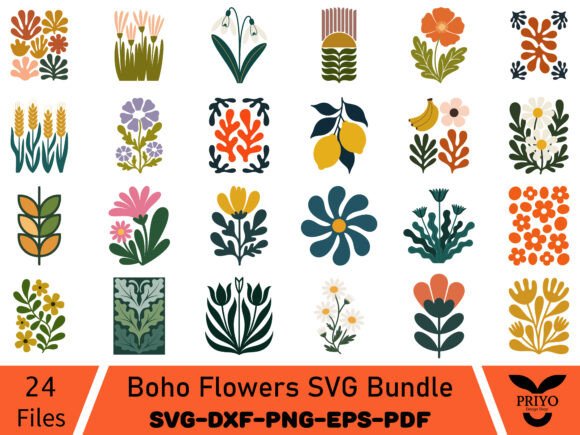 Download Boho Flowers SVG Bundle - Boho flowers Collection