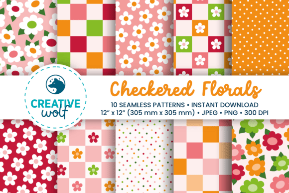 Download Checkered Florals Seamless Patterns - Seamless pattern Collection