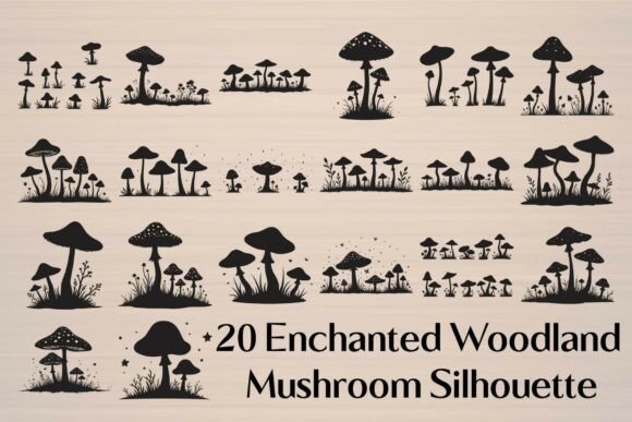 Download Vintage Fantasy Mushroom Silhouette - Mushroom Collection
