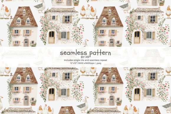 Download French Cottage Seamless Pattern F - Seamless pattern Collection