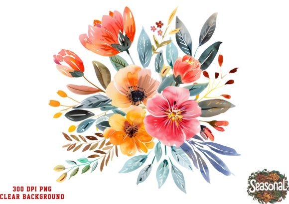 Download Boho Flowers Bouquet Watercolor Clipart - Boho flowers Collection