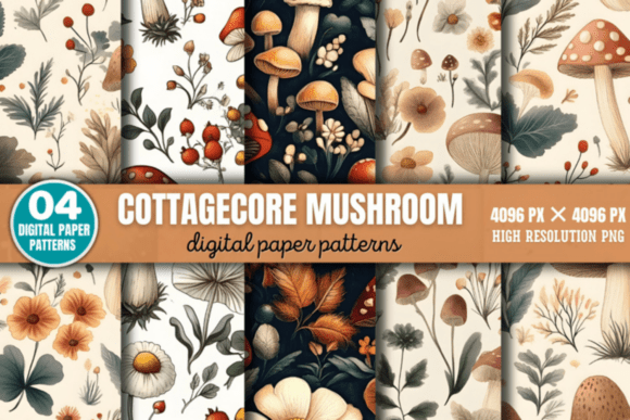 Download Cottagecore Mushroom Pattern - Mushroom Collection