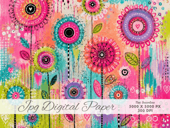 Download Flower Pop Abstract Digital Paper JPG - Abstract Collection