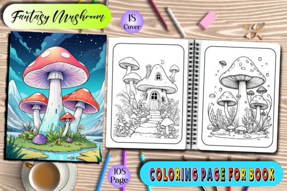 Download Fantasy Mushroom Coloring Page Adults - Mushroom Collection