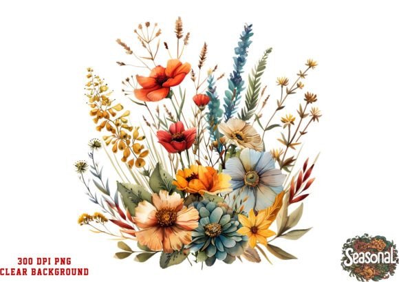 Download Boho Flowers Bouquet Watercolor Clipart - Boho flowers Collection
