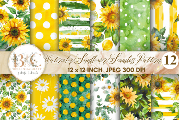 Download Watercolor Sunflower Seamless Pattern - Seamless pattern Collection