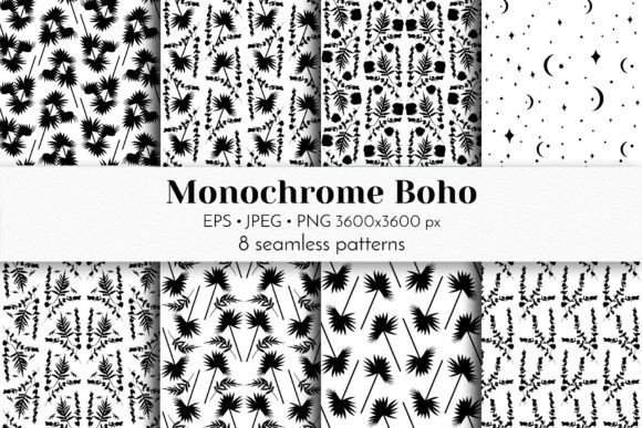 Download Black and White Boho Seamless Patterns - Seamless pattern Collection