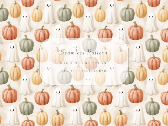 Download Ghost Pumpkin Seamless Pattern - Seamless pattern Collection