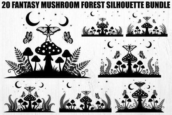 Download Fantasy Mushroom Silhouette Bundle - Mushroom Collection