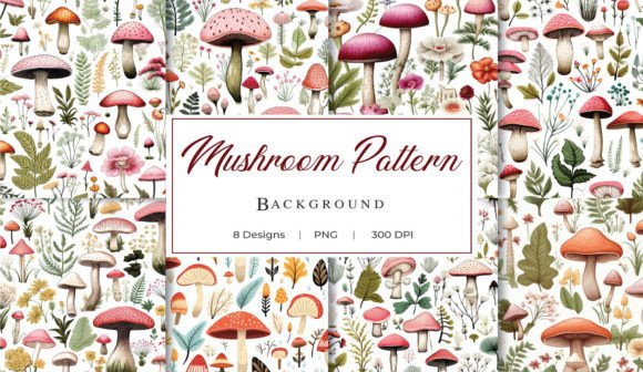 Download Retro Bohemian Mushroom Pattern - Mushroom Collection