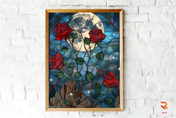 Download Stained Glass Rose and Moon Wall Art - Moon wall art Collection