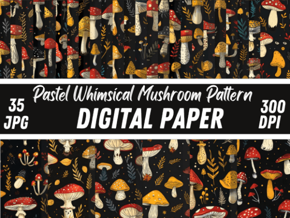 Download Pastel Garden Whimsical Mushroom Pattern - Mushroom Collection