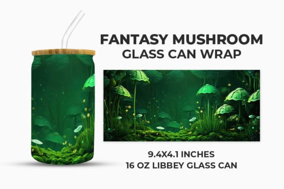 Download Fantasy Mushroom Glass Can Wrap - Mushroom Collection