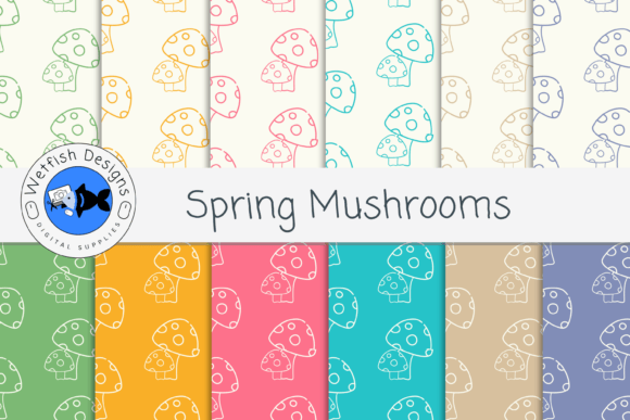 Download Spring Mushroom Digital Paper Pack - Mushroom Collection