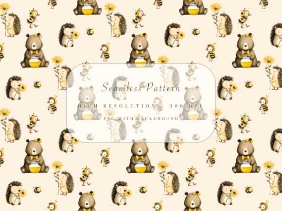 Download Woodland Bee Seamless Pattern - Seamless pattern Collection