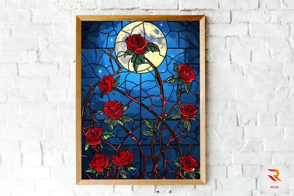 Download Stained Glass Rose and Moon Wall Art - Moon wall art Collection