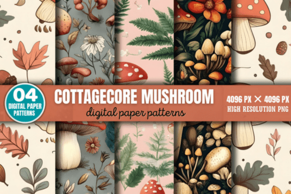 Download Cottagecore Mushroom Pattern - Mushroom Collection