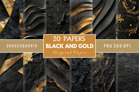 Download Black and Gold Digital Paper Bundle - Premium Bundle