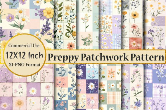 Download Preppy Floral Patchwork Seamless Pattern - Seamless pattern Collection