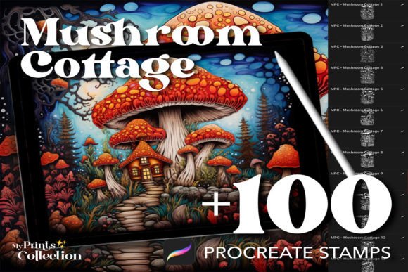 Download 100+ Mushroom Cottage Procreate Stamps - Mushroom Collection