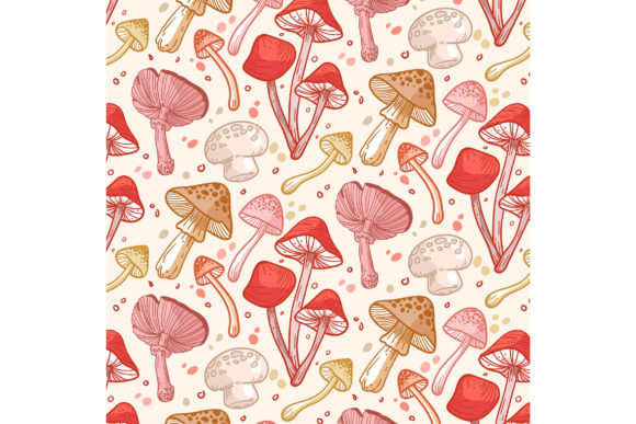 Download Hand Drawn Mushroom Pattern - Mushroom Collection